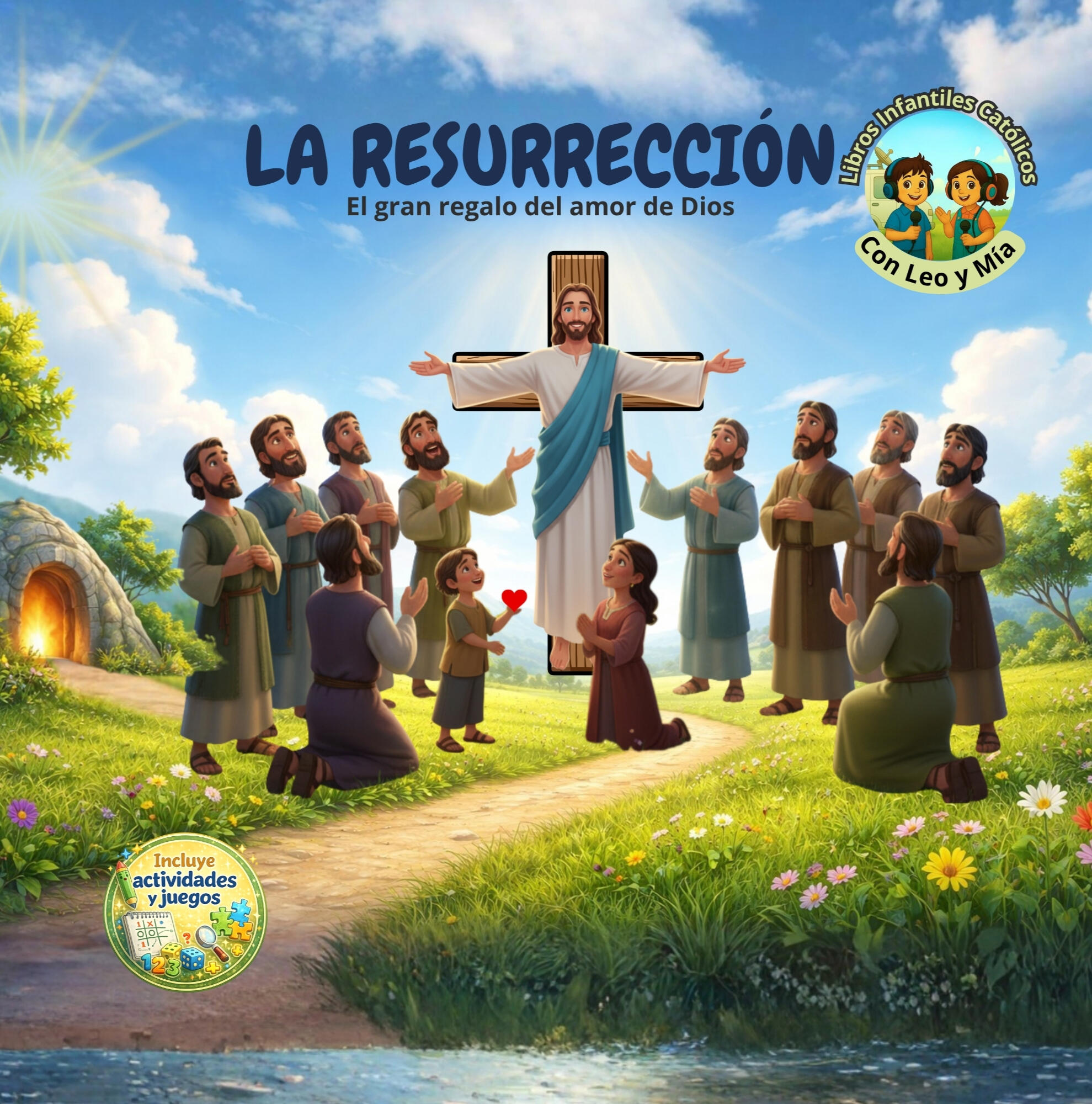 libro-resurreccion-jesus-ninos.jpg “Portada del libro infantil ilustrado La resurrección de la serie El Gran Regalo del Amor de Dios”