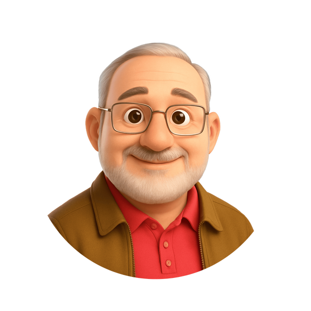 "Retrato ilustrado de Sergio Román, autor del libro La Creación"